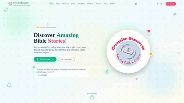 Screenshot of the Creassion Resources website