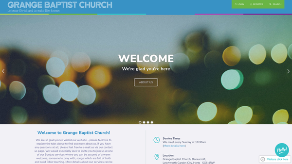 Screenshot of the Grange Baptist Church, Letchworth Garden City website
