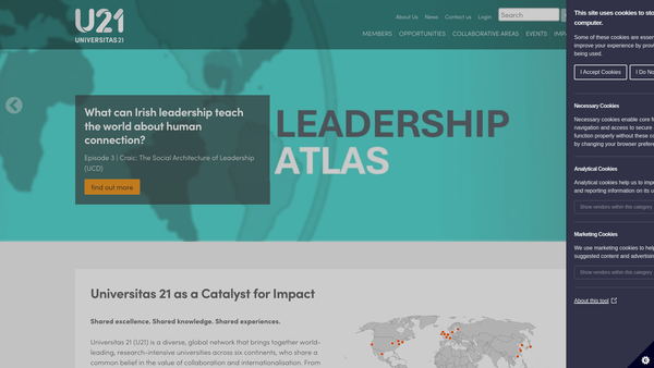 Screenshot of the Universitas 21 website