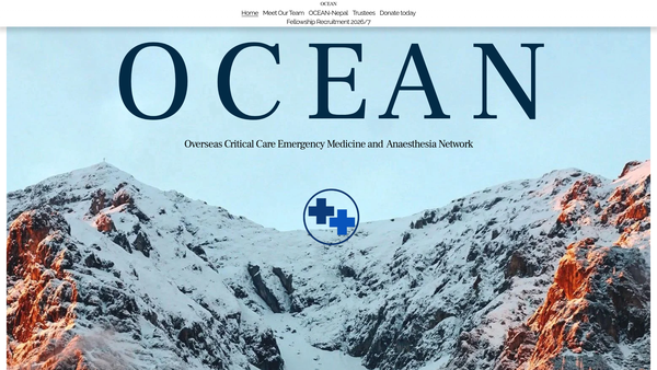 Screenshot of the Overseas Critical Care, Emergency Medicine And Anaesthesia Network (Ocean) website