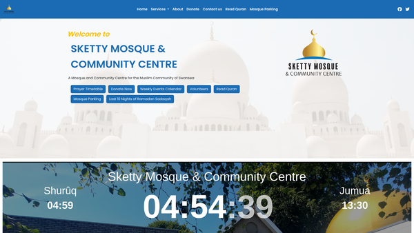 Screenshot of the Sketty Mosque And Community Centre website