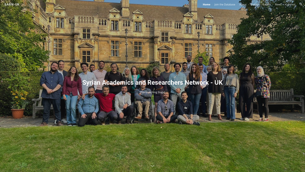 Screenshot of the Syrian Academics And Researchers' Network (Sarn) website