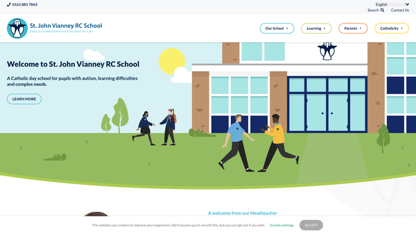 Screenshot of the St. John Vianney Rc School website