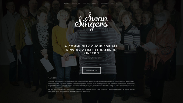 Screenshot of the Swan Singers website