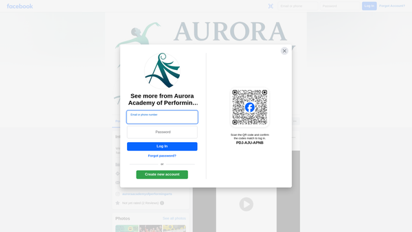 Screenshot of the Aurora Academy Of Performing Arts website
