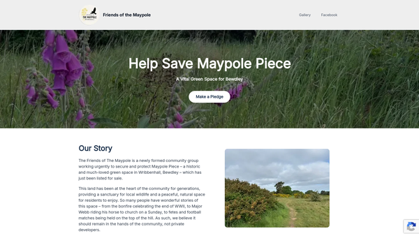 Screenshot of the Friends Of The Maypole (Wribbenhall) website