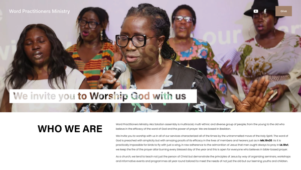 Screenshot of the Word Practitioners Ministry website