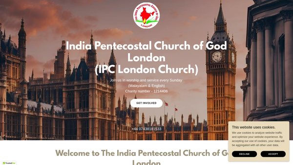 Screenshot of the India Pentecostal Church Of God London website