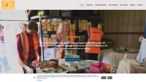 Screenshot of the Ely Baby Bank website