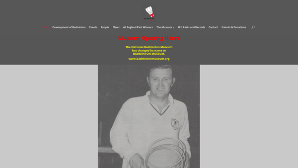 Screenshot of the The Badminton Museum CIO website