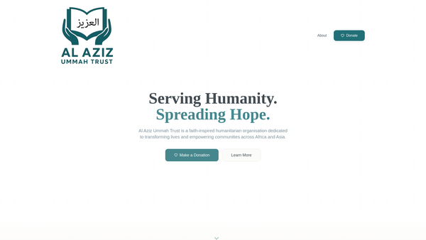 Screenshot of the Al Aziz Ummah Trust website