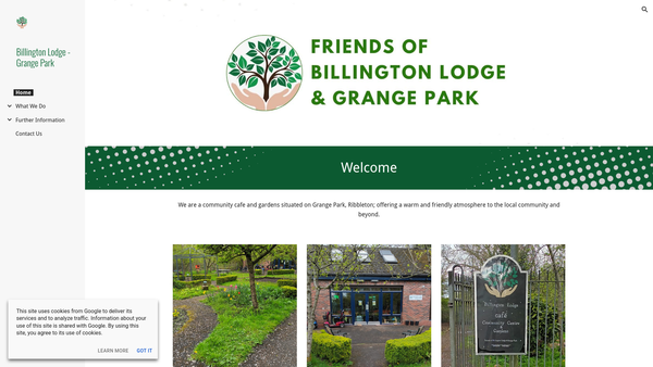 Screenshot of the Friends Of Billington Lodge & Grange Park website