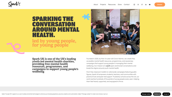 Screenshot of the Spark UK website