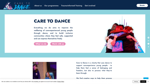 Screenshot of the Care To Dance website