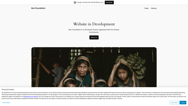 Screenshot of the Bax Foundation website