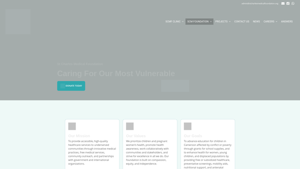 Screenshot of the St Charles Medical Foundation UK website
