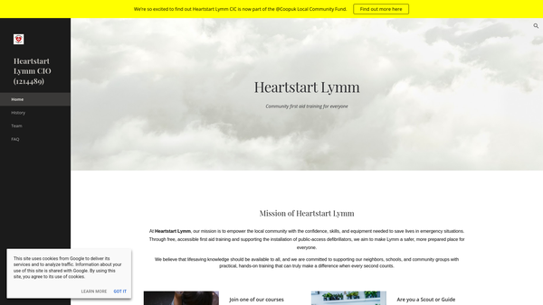 Screenshot of the Heartstart Lymm CIO website
