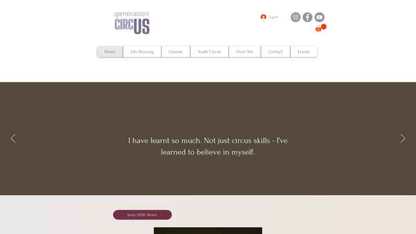 Screenshot of the Generation Circus website