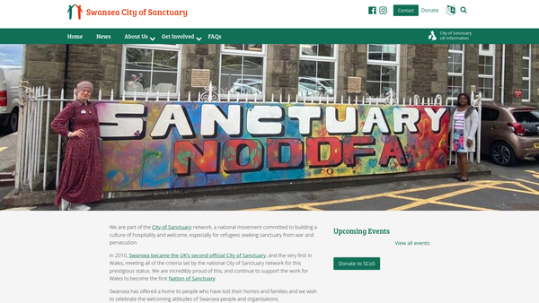Screenshot of the Swansea City Of Sanctuary website