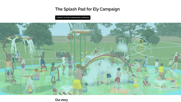 Screenshot of the Ely Splash Pad website