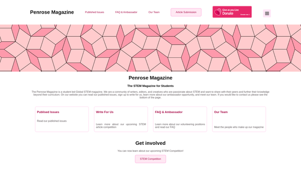 Screenshot of the Penrose Magazine website