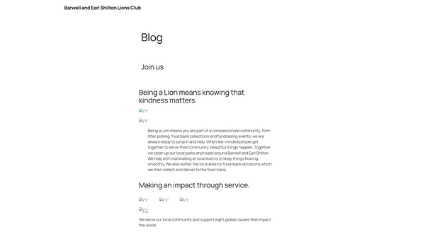 Screenshot of the Barwell And Earl Shilton Lions Club (CIO) website