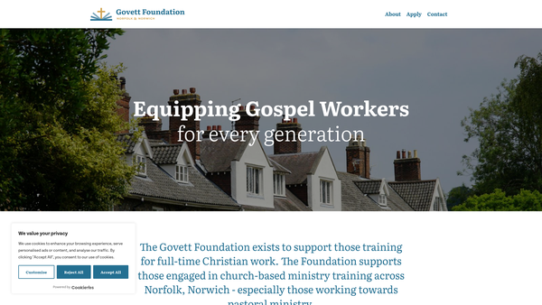 Screenshot of the Govett Norfolk & Norwich Foundation website