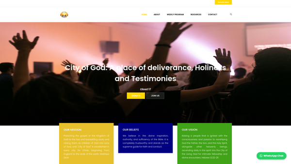 Screenshot of the City Of Gods website