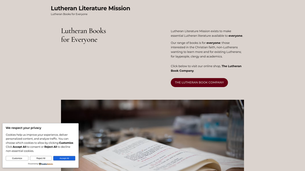Screenshot of the Lutheran Literature Mission website