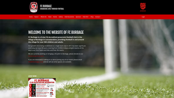 Screenshot of the FC Burbage website