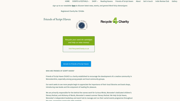 Screenshot of the Friends Of Script Haven website