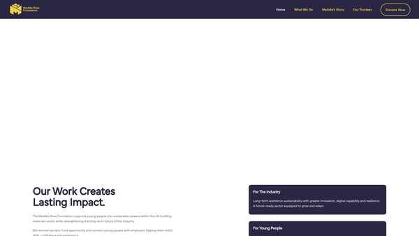 Screenshot of the Maddie Rose Foundation website
