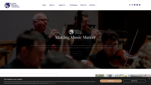 Screenshot of the English Chamber Orchestra website
