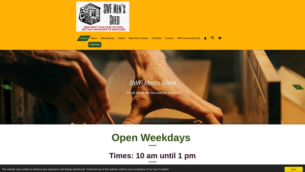 Screenshot of the South Woodham Ferrers Men's Shed website