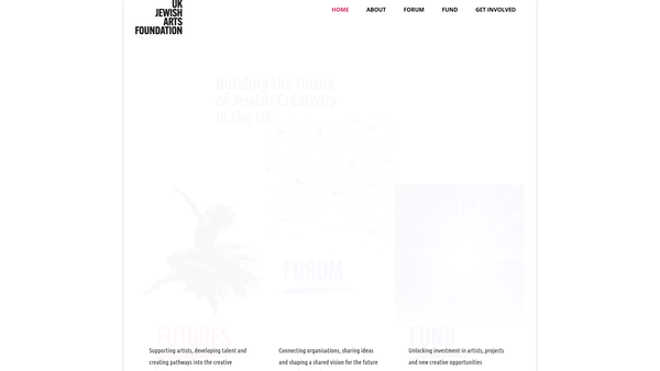 Screenshot of the UK Jewish Arts Foundation website