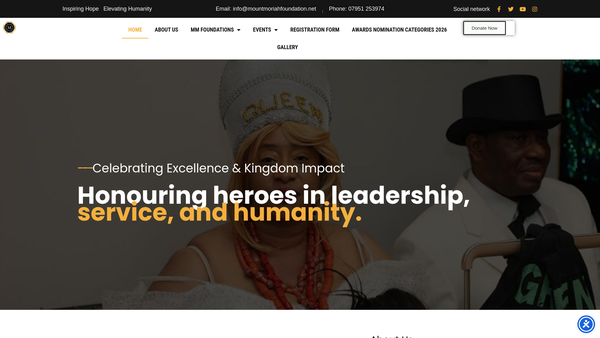 Screenshot of the Mount Moriah Foundation website