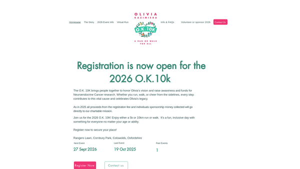 Screenshot of the Olivia Kazimiera Foundation For Neuroendocrine Cancer website