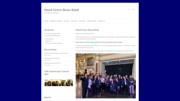 Screenshot of the Hazel Grove Brass Band website