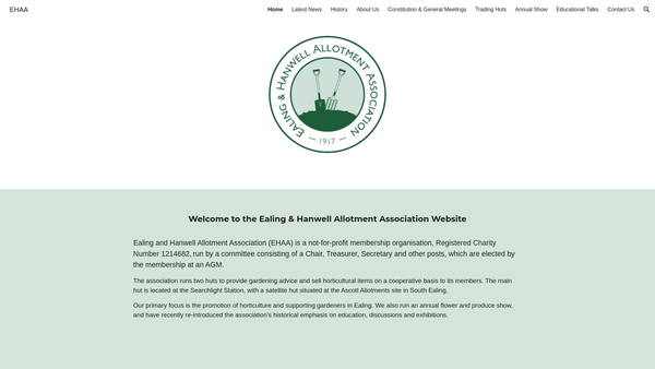 Screenshot of the Ealing & Hanwell Allotment Association website