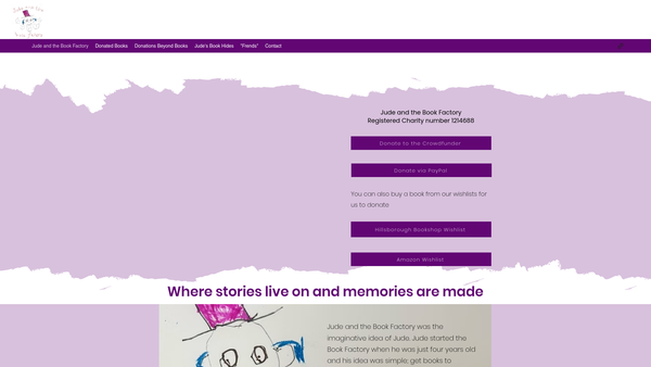Screenshot of the Jude And The Book Factory website