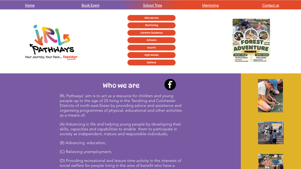Screenshot of the Irl Pathways website