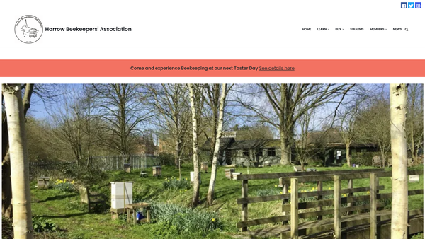 Screenshot of the Harrow Beekeepers' Association website