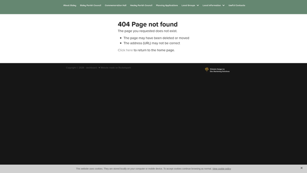Screenshot of the Slaley Commemoration Hall website