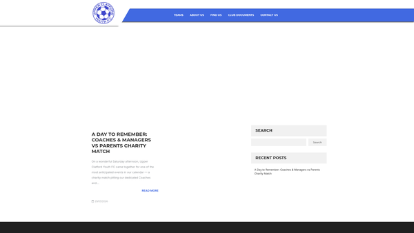 Screenshot of the Upper Clatford Youth FC website