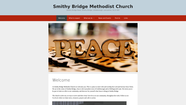 Screenshot of the Smithy Bridge Methodist Church And The Bridge Centre website