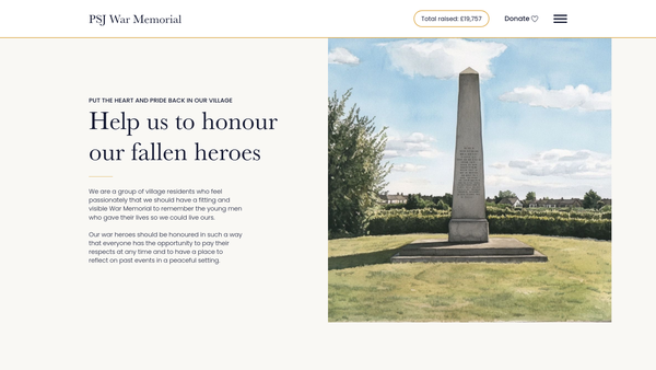 Screenshot of the Psj War Memorial Trust website