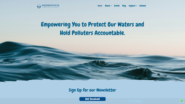 Screenshot of the Waterwatch UK website