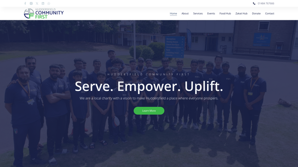 Screenshot of the Huddersfield Community First website