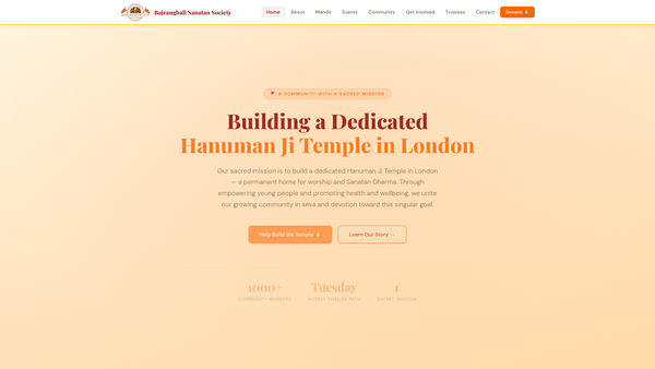 Screenshot of the Bajrangbali Sanatan Society website