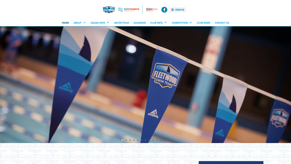 Screenshot of the Fleetwood Mako's Aquatics Club website